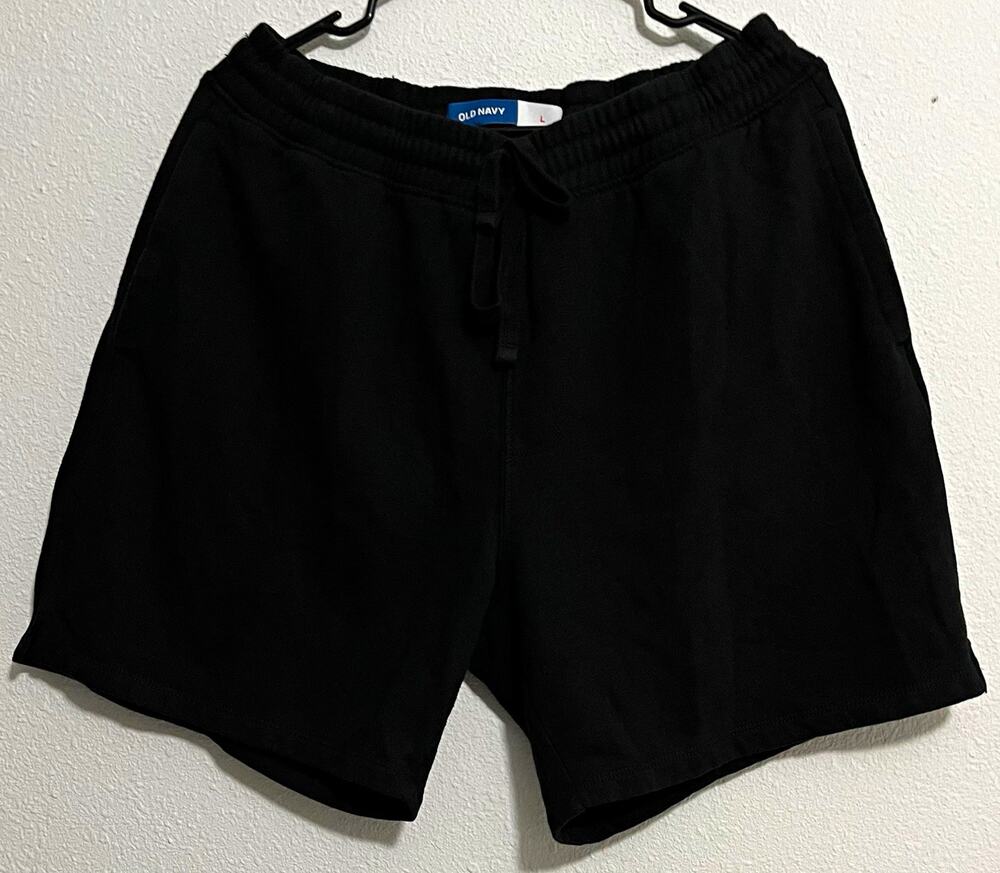 Old Navy Men's Black Solid Sweat Shorts, Cotton Polyester, Drawstring